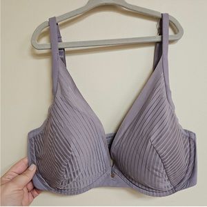 THIRDLOVE 24/7™ SEAMLESS STRIPE PLUNGE BRA 34E PURPLE